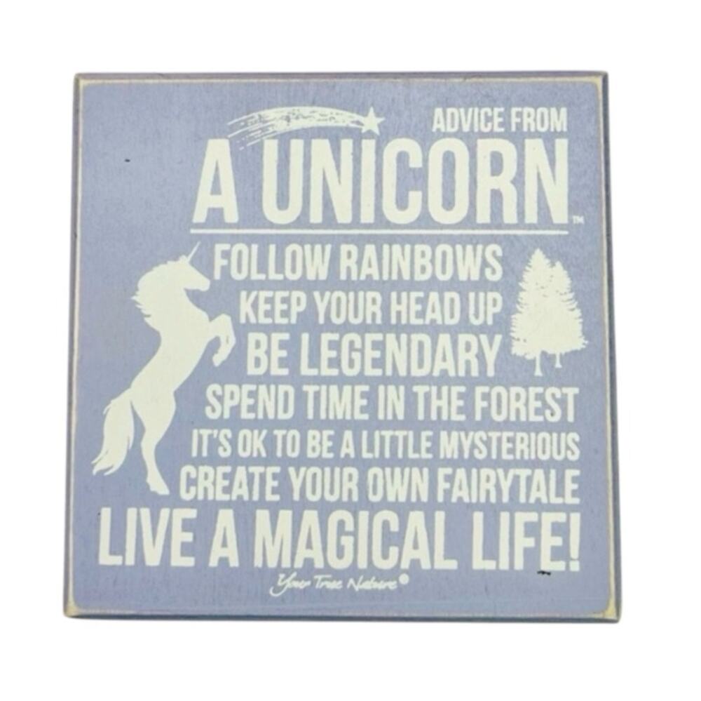 Primitives by Kathy Unicorn Wooden Box Sign 6x6 Inspirational Decor